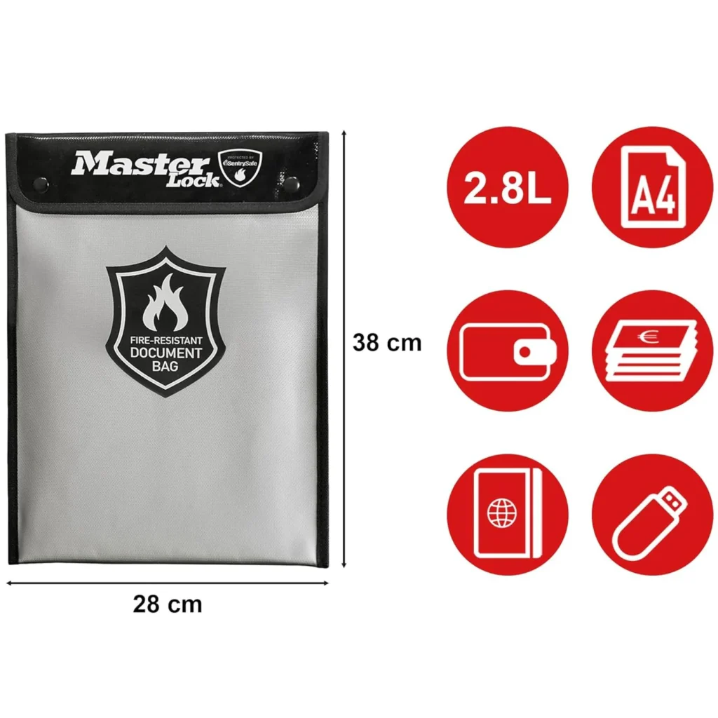 Torba ognioodporna i wodoodporna A4 MasterLock saszetka i teczka wymiary